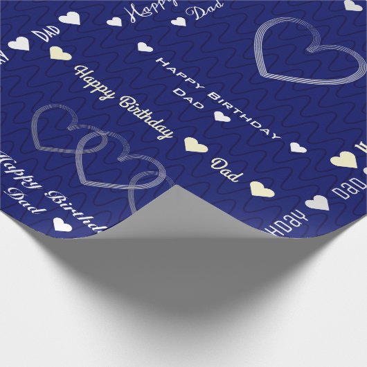Aangepaste Gelukkige Verjaardag Papa Donkerblauw H Cadeaupapier (Hoek)