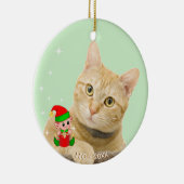 Aangepaste gember tablet katfoto met Cute Elf Keramisch Ornament (Rechts)