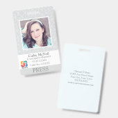 Aangepaste geometrische persfotograaf pers-ID Badge (Voor- en achterkant)