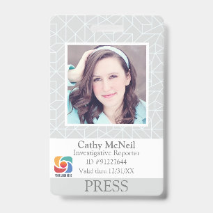Aangepaste geometrische persfotograaf pers-ID Badge