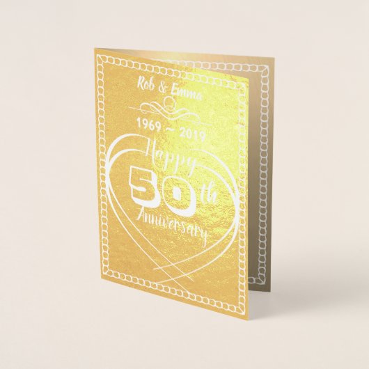 Aangepaste gepersonaliseerde 50e Golden Jubileum K Folie Kaarten (Voorkant)