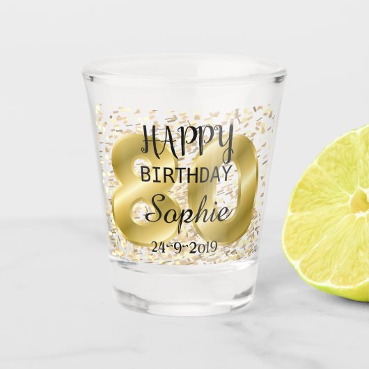 Aangepaste gepersonaliseerde 80ste verjaardag shot glas (Voorkant)