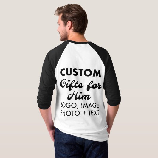 Aangepaste gepersonaliseerde Back Mannen Baseball T-shirt (Achterkant volledig)