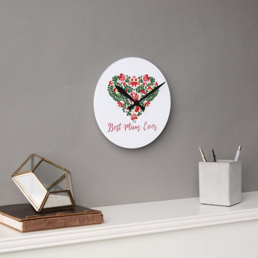 Aangepaste gepersonaliseerde Best Mum Ever Script Ronde Klok (Kantoor)