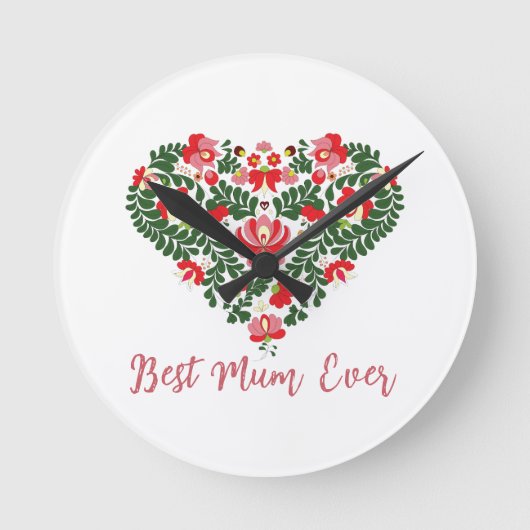 Aangepaste gepersonaliseerde Best Mum Ever Script Ronde Klok (Voorkant)