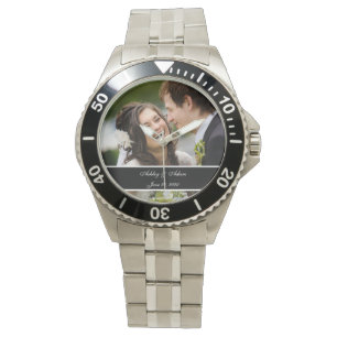 Aangepaste gepersonaliseerde bruiloft foto aandenk horloge
