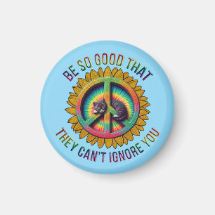 Aangepaste Gepersonaliseerde Cat Peace Hippie Tie  Magneet