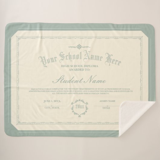 Aangepaste gepersonaliseerde Diploma Traditioneel  Sherpa Deken (Voorkant (horizontaal))