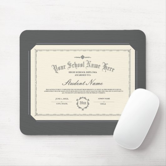 Aangepaste gepersonaliseerde Diploma Traditionele Muismat (Met muis)
