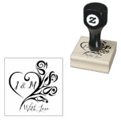 Aangepaste gepersonaliseerde elegante hart bruilof rubberstempel (Gestempeld)