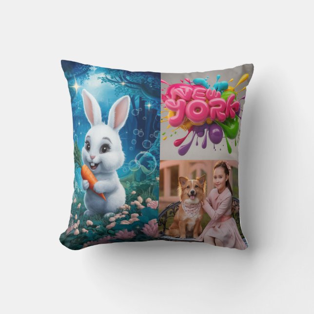 Aangepaste Gepersonaliseerde Familiefoto, Boho kus Kussen (Voorkant)