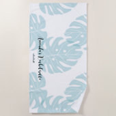 Aangepaste gepersonaliseerde Ficus-blad Bacheloret Strandlaken (Voorkant)
