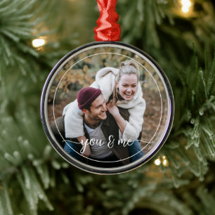 Aangepaste gepersonaliseerde foto Eenvoudige liefd Metalen Ornament