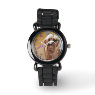Aangepaste gepersonaliseerde foto Glitter horloge