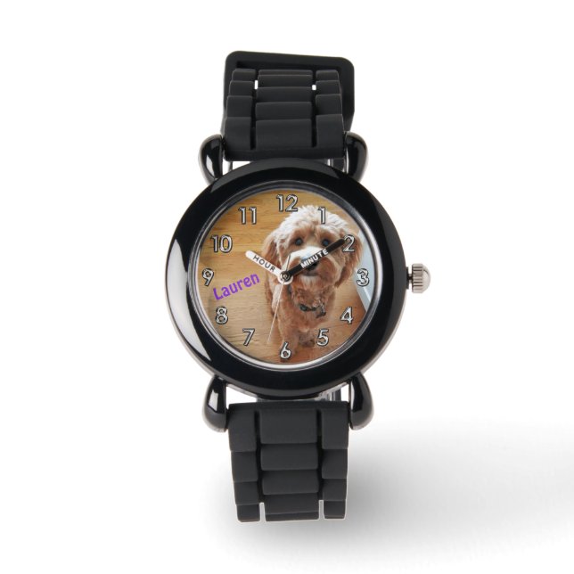 Aangepaste gepersonaliseerde foto Glitter horloge  (Voorkant)