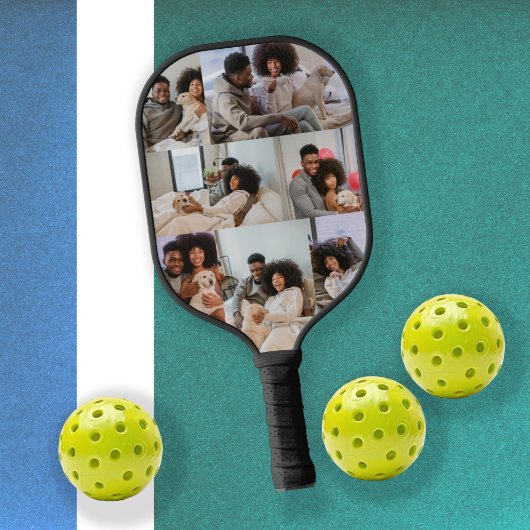 Aangepaste gepersonaliseerde fotocollage en tekst pickleball paddle