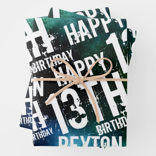 Aangepaste gepersonaliseerde Galaxy Verjaardagsfee Inpakpapier Vel (In situ)