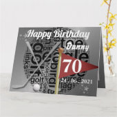 Aangepaste gepersonaliseerde golf 70ste verjaardag kaart (Gele Bloem)