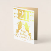 Aangepaste gepersonaliseerde gouden 21e verjaardag folie kaarten (Voorkant)