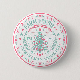 Aangepaste gepersonaliseerde kerstboom stijlvol ronde button 5,7 cm