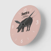 Aangepaste Gepersonaliseerde Keuken  Varken Logo Ronde Klok (Hoek)