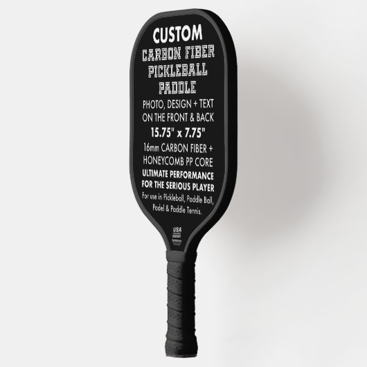 Aangepaste gepersonaliseerde koolstofvezel paddleb pickleball paddle (Links)