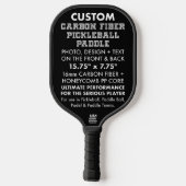 Aangepaste gepersonaliseerde koolstofvezel paddleb pickleball paddle (Achterkant)