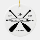 Aangepaste gepersonaliseerde Lake, River of Boat H Keramisch Ornament (Achterkant)