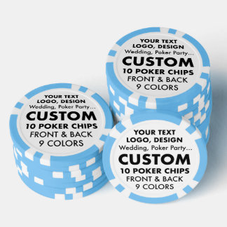 Aangepaste gepersonaliseerde LICHTBLAUWE Poker Chi Chips