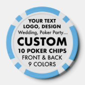 Aangepaste gepersonaliseerde LICHTBLAUWE Poker Chi Poker Chips (Achterkant)
