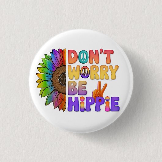 Aangepaste Gepersonaliseerde Luiaard Vrede Hippie Ronde Button 3,2 Cm (Voorkant)