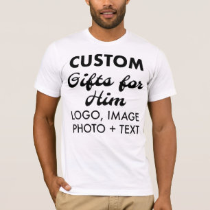 Aangepaste gepersonaliseerde Mannen Slim Wit T-Shi T-shirt