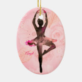 Aangepaste gepersonaliseerde meisjes Ballerina Dan Keramisch Ornament (Achterkant)