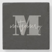 Aangepaste gepersonaliseerde Monogram Initiaal naa Stenen Onderzetter (Voorkant)