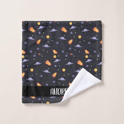 Aangepaste gepersonaliseerde monogram ruimte bad handdoek (Wasdoekje)