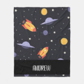 Aangepaste gepersonaliseerde monogram ruimte fleece deken (Voorkant)