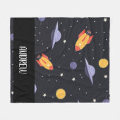 Aangepaste gepersonaliseerde monogram ruimte fleece deken (Voorkant (Horizontaal))