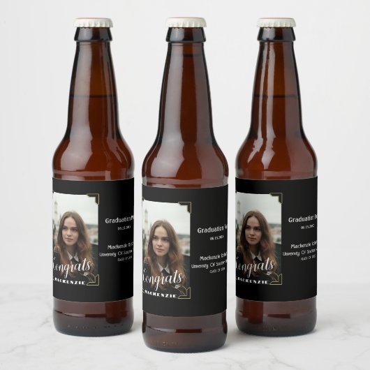 Aangepaste gepersonaliseerde naam, fotoafstudeerfe bier etiket (Flessen)