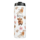 Aangepaste gepersonaliseerde naam Highland Koe Flo Thermosbeker (Voorkant)