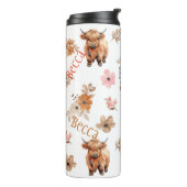 Aangepaste gepersonaliseerde naam Highland Koe Flo Thermosbeker (Gedraaid links)