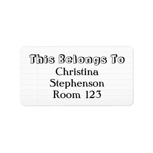 Aangepaste gepersonaliseerde naam School Labels (Voorkant)