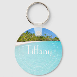 Aangepaste gepersonaliseerde oceaan thema eiland p sleutelhanger