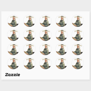 Aangepaste Gepersonaliseerde Portret Illustratie Ronde Sticker