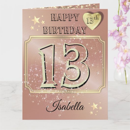 Aangepaste Gepersonaliseerde Roos Goud 13e Verjaar Kaart (Orchidee)