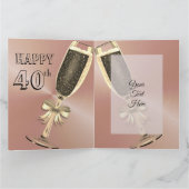 Aangepaste Gepersonaliseerde Roos Goud 40ste Verja Kaart (Binnen)