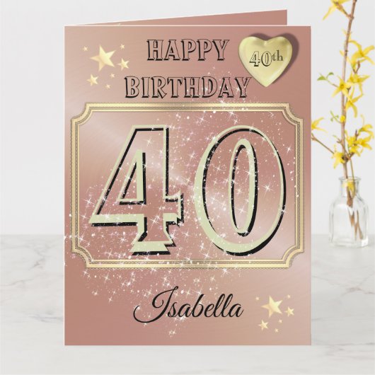 Aangepaste Gepersonaliseerde Roos Goud 40ste Verja Kaart (Gele Bloem)