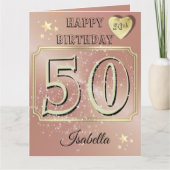 Aangepaste Gepersonaliseerde Roos Goud 50ste Verja Kaart (Voorkant)
