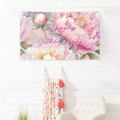 Aangepaste gepersonaliseerde roze blush bloemfeest spandoek (Insitu)