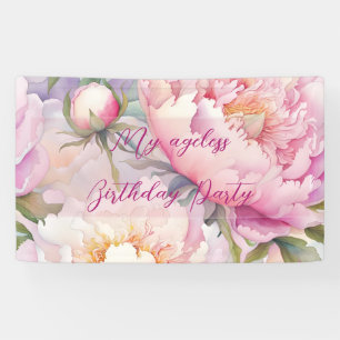 Aangepaste gepersonaliseerde roze blush bloemfeest spandoek