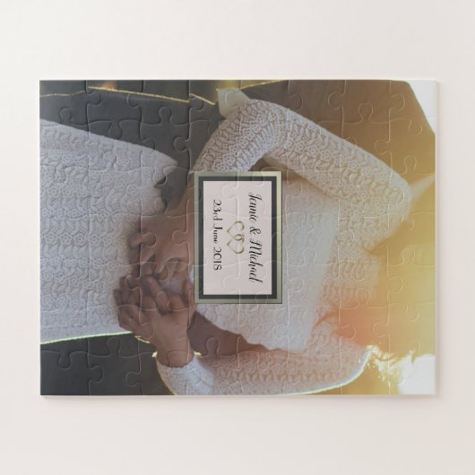 Aangepaste gepersonaliseerde trouwdag puzzel puzze legpuzzel (Horizontaal)